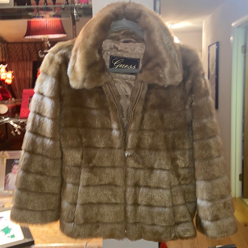 Faux fur woman’s 3/4 length jacket